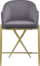 Xavier Grey Velvet Counter Stool