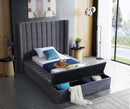 Kiki Grey Velvet Twin Bed (3 Boxes)