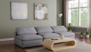 Serene Grey Linen Fabric Deluxe Cloud Modular Armless Sofa