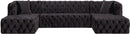 Coco Black Velvet 3pc. Sectional (3 Boxes)