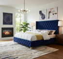 Savan Navy Velvet Full Bed