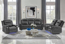 U8879 Blanche Charcoal with Black Welt Power Recliner with LED