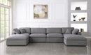 Serene Grey Linen Fabric Deluxe Cloud Modular Sectional