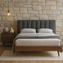 Vance Grey Linen Fabric Queen Bed (3 Boxes)