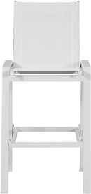 Nizuc White Mesh Waterproof Fabric Outdoor Patio Aluminum Mesh Barstool