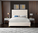 Cruz Cream Velvet Queen Bed