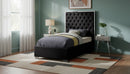 Lexi Black Velvet Twin Bed
