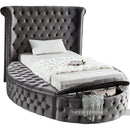 Luxus Grey Velvet Twin Bed (3 Boxes)