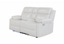 U6026 Blanche White Console Reclining Loveseat with LED and Speaker