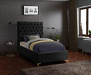 Cruz Black Velvet Twin Bed