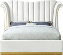 Flora White Velvet King Bed (3 Boxes)