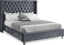 Aiden Grey Velvet Queen Bed