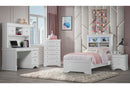 Pompei Metallic White Bookcase Twin Bed with LED