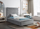 Bliss Grey Velvet Twin Bed (3 Boxes)