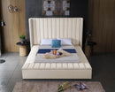 Kiki Cream Velvet Queen Bed (3 Boxes)