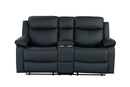 U6026 Black Pu 72A Console Reclining Loveseat with LED and Speaker