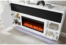 Aveena White 76" Ent Unit with TV, LED, Speakers, Crystal and Pop-Up