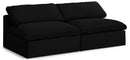 Serene Black Linen Fabric Deluxe Cloud Modular Armless Sofa