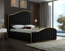 Jolie Black Velvet Queen Bed (3 Boxes)