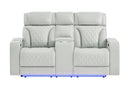 U8611 Blanche Pwr Con Rec Loveseat with PHR, LED and Speaker