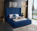 Kiki Navy Velvet King Bed (3 Boxes)