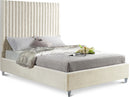 Candace Cream Velvet Queen Bed