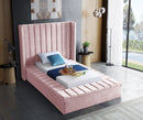 Kiki Pink Velvet Twin Bed (3 Boxes)