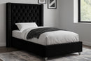 Aiden Black Velvet Twin Bed