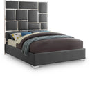 Milan Grey Faux Leather Queen Bed