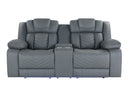 U7068 Grey 10 Power Console Reclining Loveseat with LED