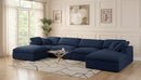 Serene Navy Linen Fabric Deluxe Cloud Modular Sectional