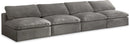 Cozy Grey Velvet Cloud Modular Armless Sofa