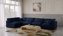 Serene Navy Linen Fabric Deluxe Cloud Modular Sectional