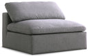Serene Grey Linen Fabric Deluxe Cloud Armless Chair