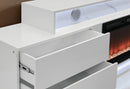 Kira White 87" Entertainment Unit with Bluetooth Speaker and LED