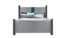 LOGAN SILVER KING BED GROUP W/ LED AND SPEAKERS