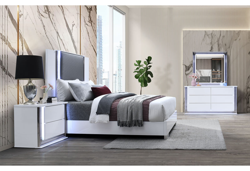 modern white dresser and nightstand YLIME SMOOTH WHITE DRESSER, MIRROR, NIGHTSTAND