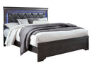 POMPEI METALLIC GREY KING BED WITH LED