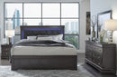 POMPEI METALLIC GREY QUEEN BED GROUP WITH LED - NY Furniture Direct (NY)