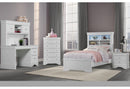 POMPEI METALLIC WHITE BOOKCASE TWIN BED, DRESSER, MIRROR & NS - NY Furniture Direct (NY)