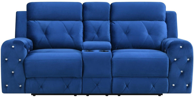 Global Furniture U8311 Power Reclining Loveseat in Blue Velvet image