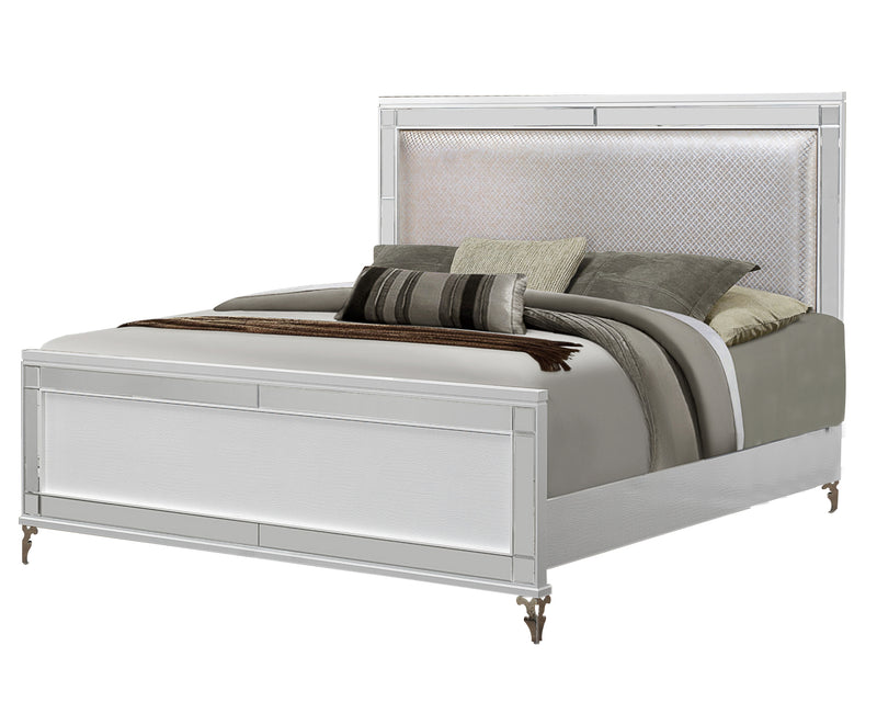 Global Furniture Catalina King Panel Bed in Metallic White image