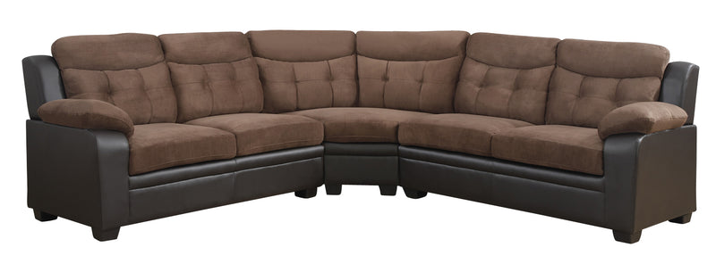 Global Furniture U880015KD 3-Piece Sectional in Rider Chocolate/ Brown image