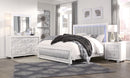 SANTORINI QUEEN BED METALLIC WHITE/MARBLE image