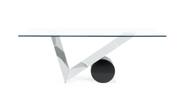 Global Furniture D987 Dining Table in Matte Black/Stainless Steel D987DT image