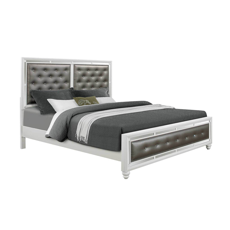 Global Furniture Mackenzie King Platform Bed in White/Silver PU image