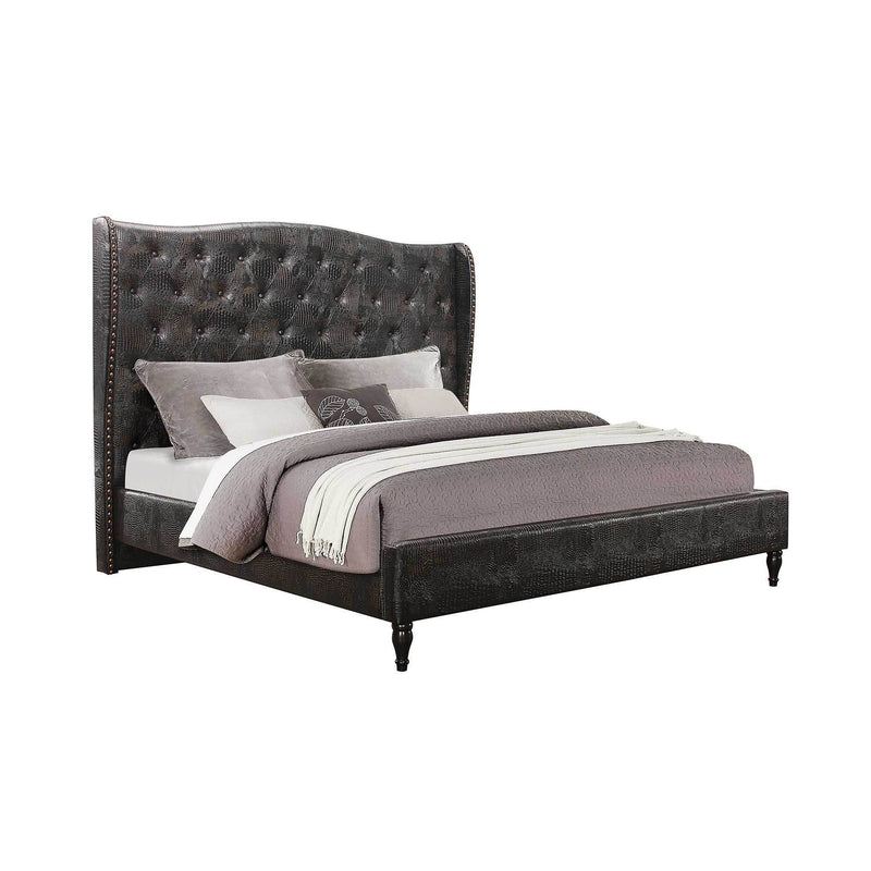 Global Furniture Mirror Choc King Upholstered Bed in Brown 8856 CHOC-KB image