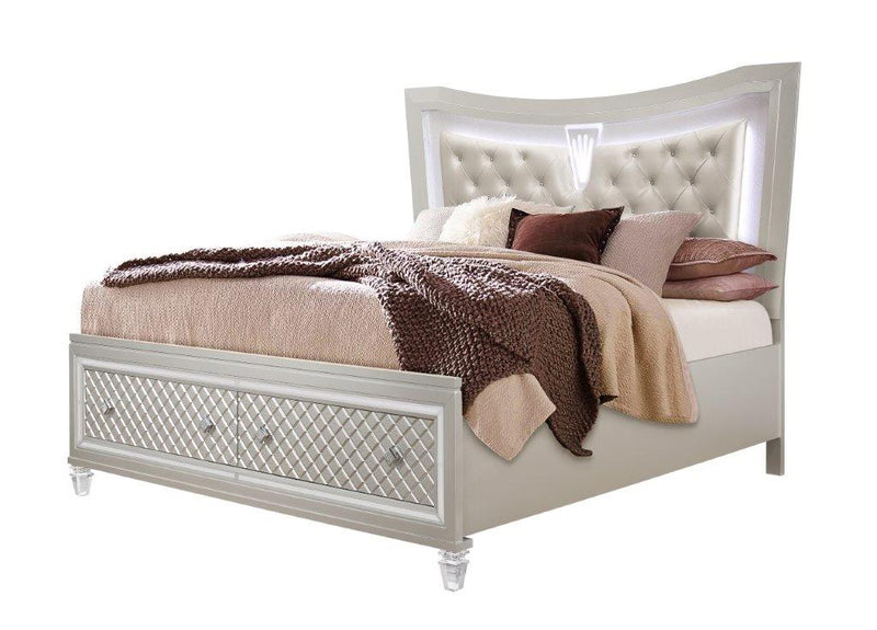 Global Furniture Paris Queen Storage Bed in Platinum Metallic image