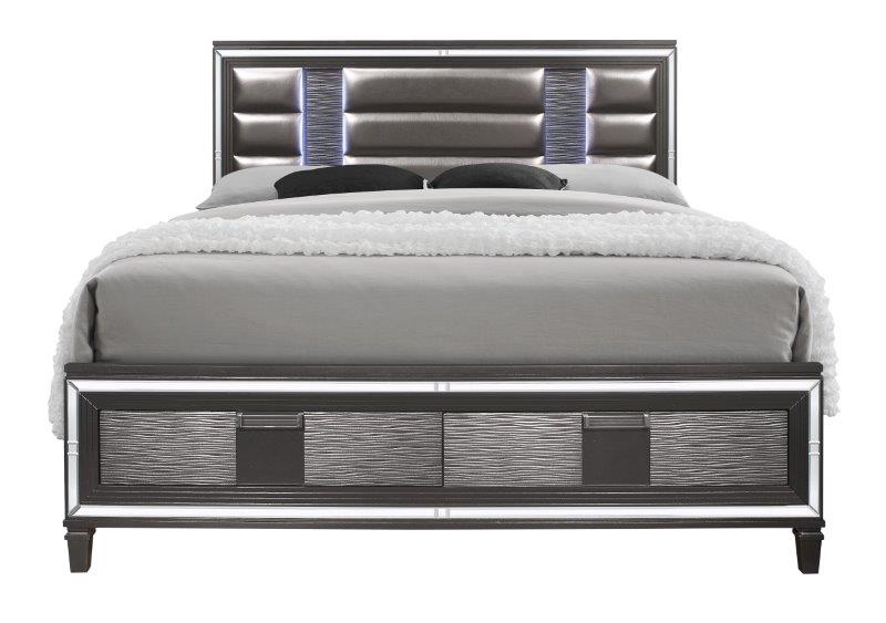 Global Furniture Pisa King Panel Storage Bed in Metallic Grey image