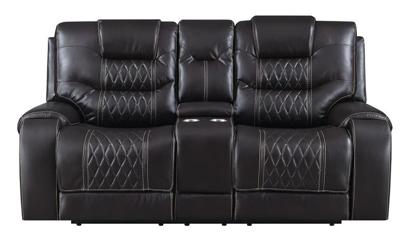 Global Furniture U12016 Power Console Recliner Loveseat in Agnes Coffee image